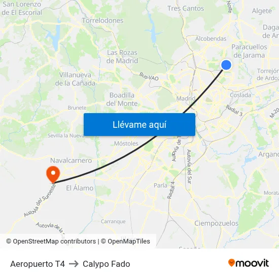 Aeropuerto T4 to Calypo Fado map