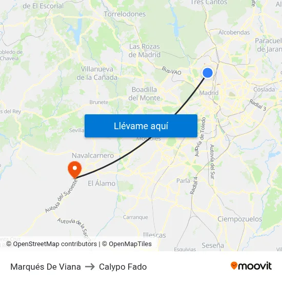 Marqués De Viana to Calypo Fado map