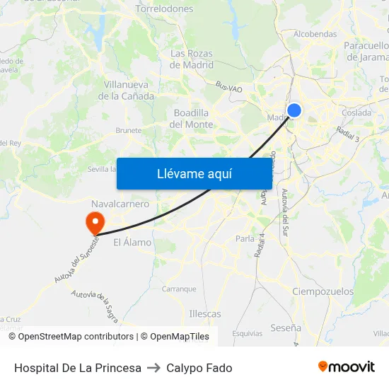 Hospital De La Princesa to Calypo Fado map