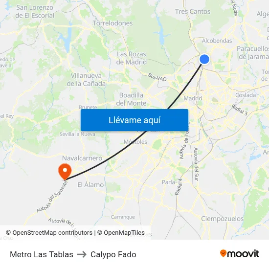 Metro Las Tablas to Calypo Fado map