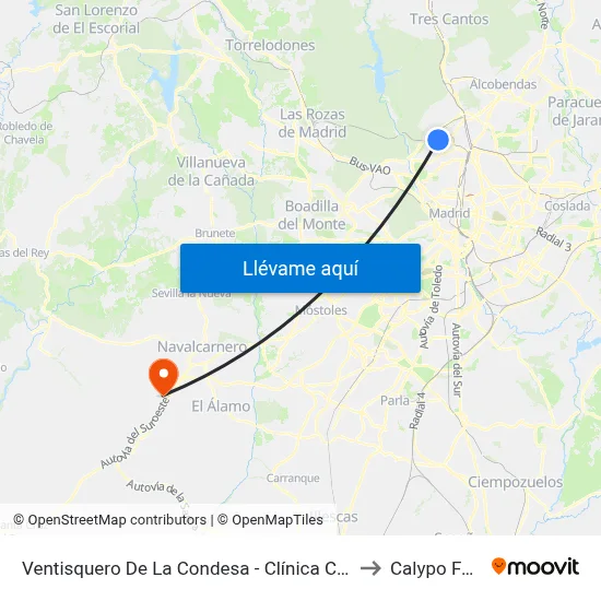Ventisquero De La Condesa - Clínica Cemtro to Calypo Fado map