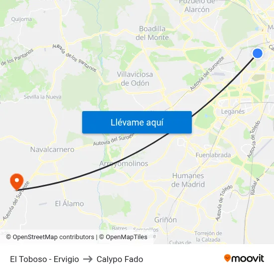 El Toboso - Ervigio to Calypo Fado map