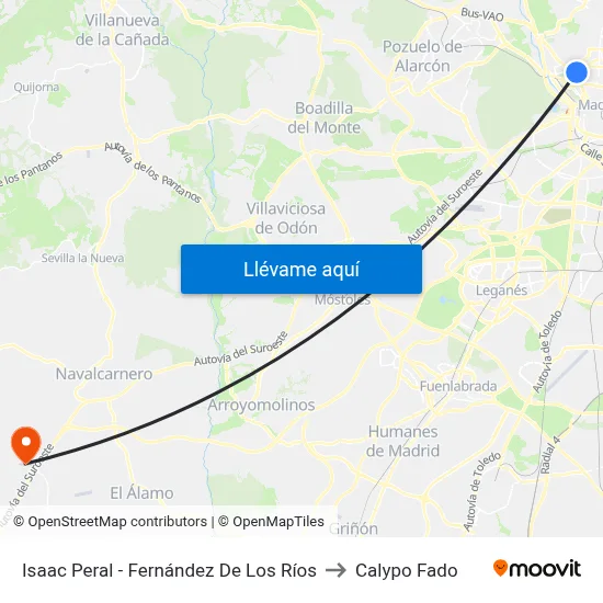 Isaac Peral - Fernández De Los Ríos to Calypo Fado map