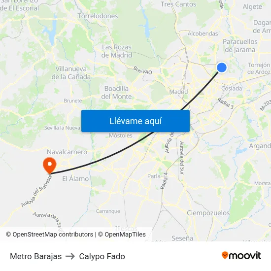 Metro Barajas to Calypo Fado map