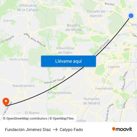 Fundación Jiménez Diaz to Calypo Fado map