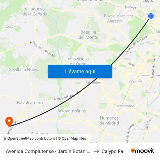 Avenida Complutense - Jardín Botánico to Calypo Fado map