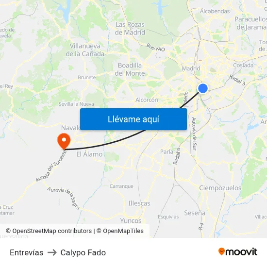 Entrevías to Calypo Fado map