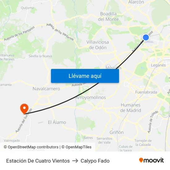 Estación De Cuatro Vientos to Calypo Fado map