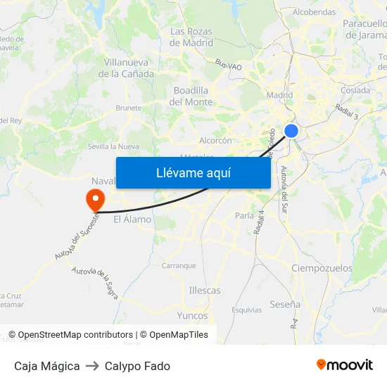 Caja Mágica to Calypo Fado map