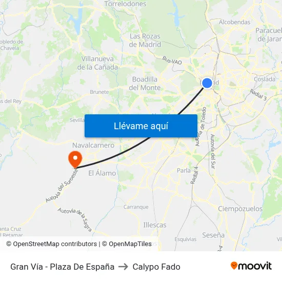 Gran Vía - Plaza De España to Calypo Fado map