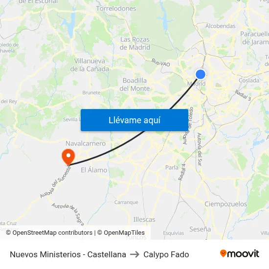 Nuevos Ministerios - Castellana to Calypo Fado map