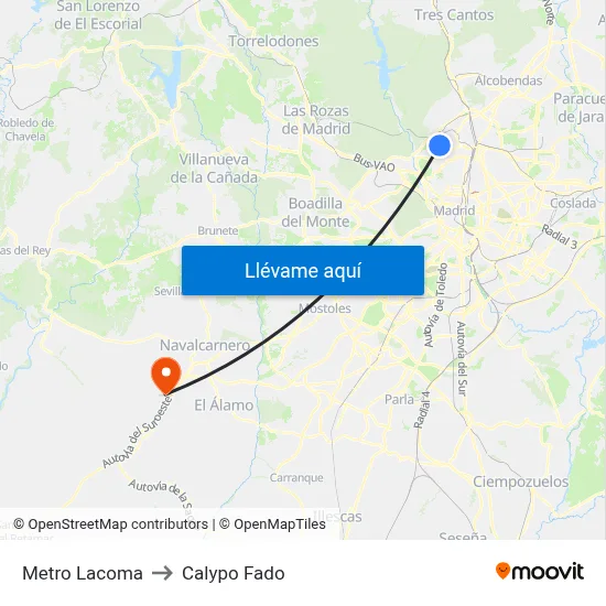 Metro Lacoma to Calypo Fado map