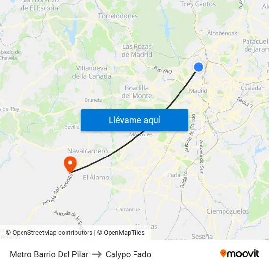 Metro Barrio Del Pilar to Calypo Fado map
