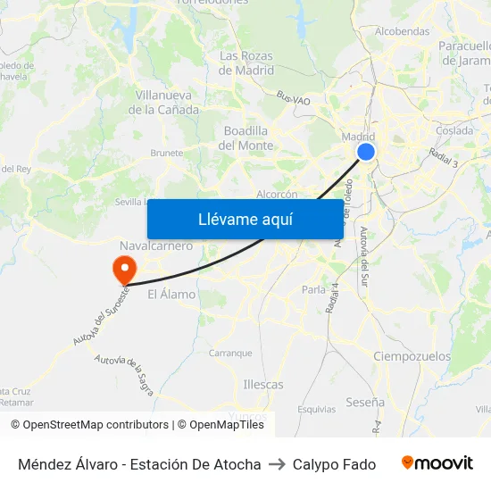 Méndez Álvaro - Estación De Atocha to Calypo Fado map