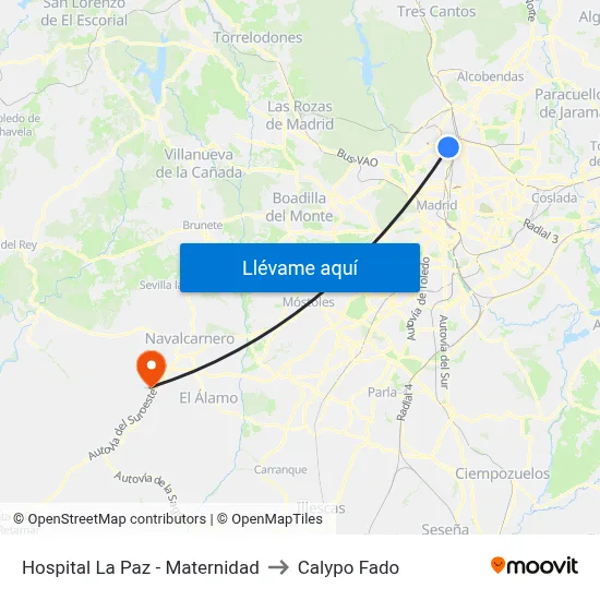 Hospital La Paz - Maternidad to Calypo Fado map