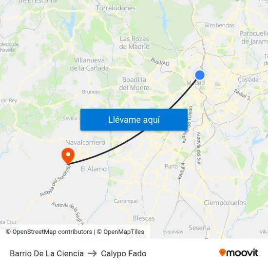 Barrio De La Ciencia to Calypo Fado map