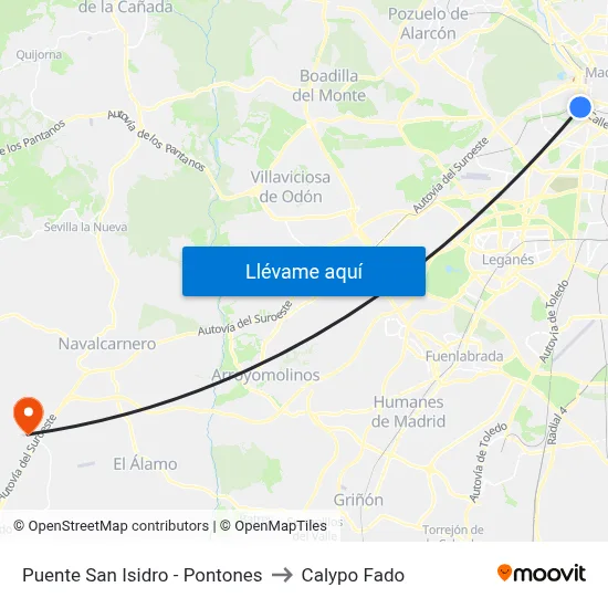 Puente San Isidro - Pontones to Calypo Fado map