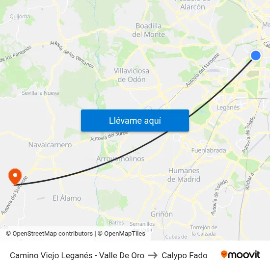 Camino Viejo Leganés - Valle De Oro to Calypo Fado map