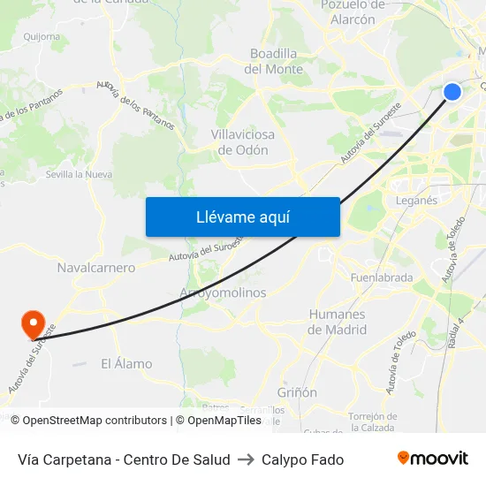 Vía Carpetana - Centro De Salud to Calypo Fado map