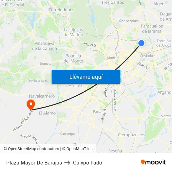 Plaza Mayor De Barajas to Calypo Fado map