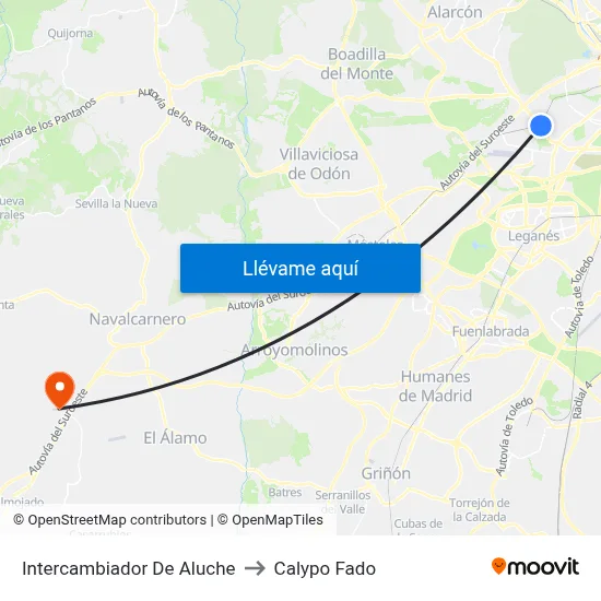 Intercambiador De Aluche to Calypo Fado map