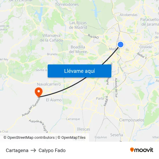 Cartagena to Calypo Fado map