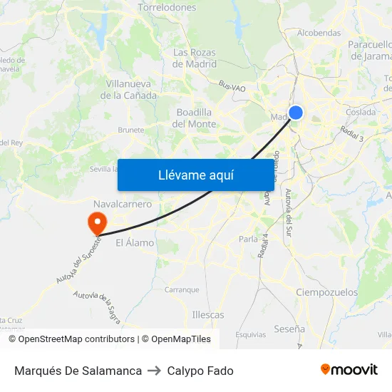 Marqués De Salamanca to Calypo Fado map