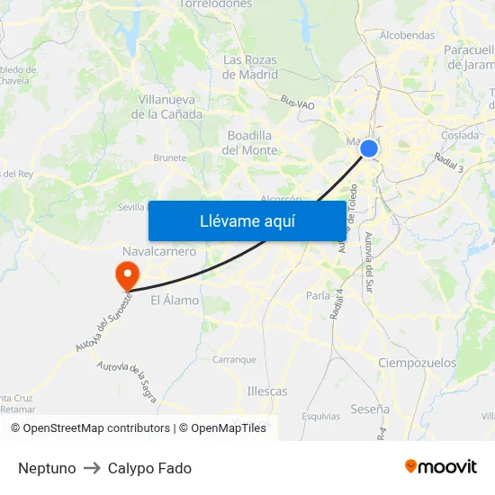 Neptuno to Calypo Fado map