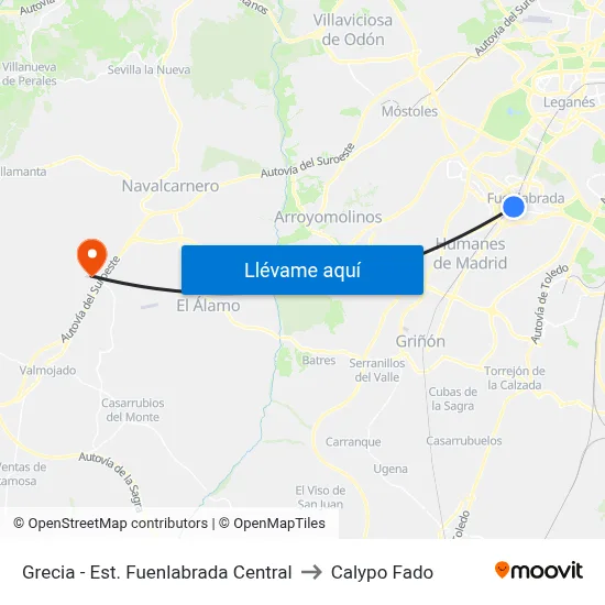 Grecia - Est. Fuenlabrada Central to Calypo Fado map
