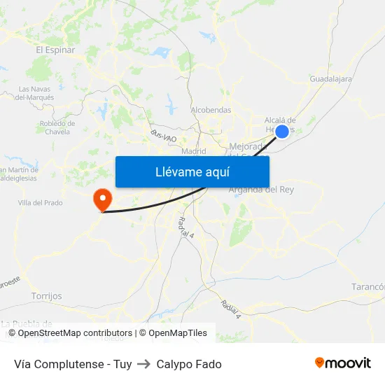Vía Complutense - Tuy to Calypo Fado map