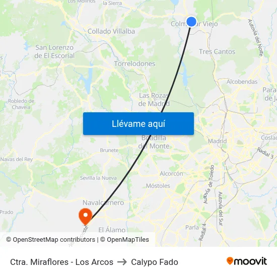 Ctra. Miraflores - Los Arcos to Calypo Fado map