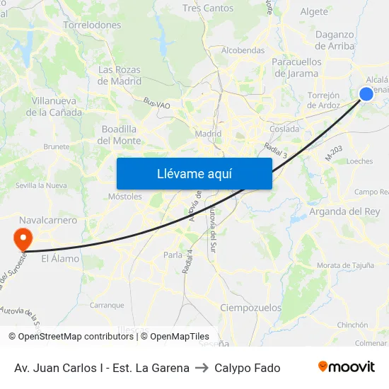 Av. Juan Carlos I - Est. La Garena to Calypo Fado map
