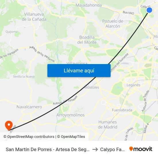 San Martín De Porres - Artesa De Segre to Calypo Fado map