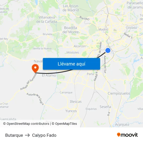 Butarque to Calypo Fado map