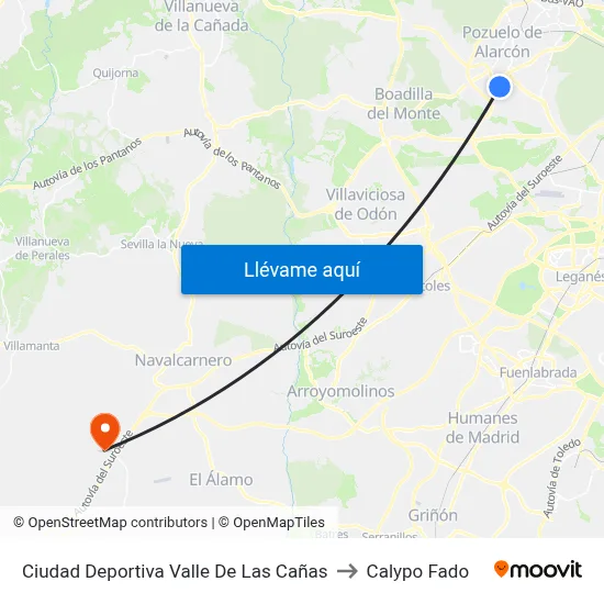 Ciudad Deportiva Valle De Las Cañas to Calypo Fado map