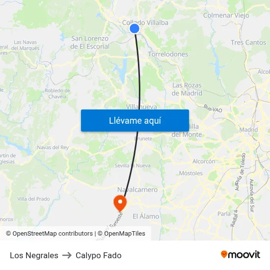 Los Negrales to Calypo Fado map