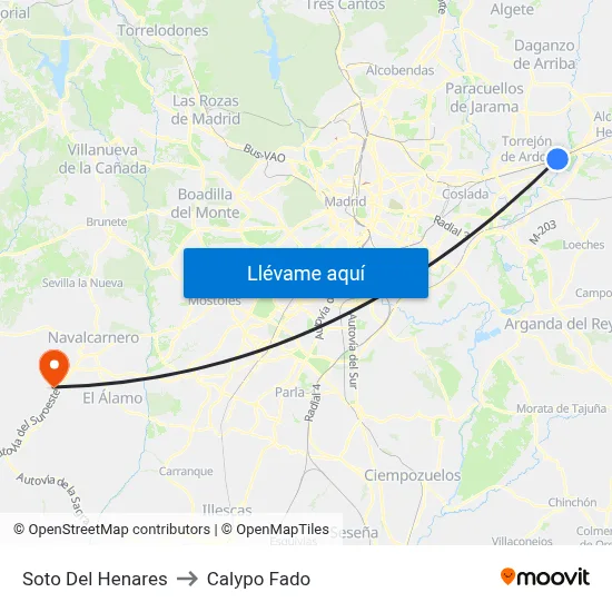 Soto Del Henares to Calypo Fado map