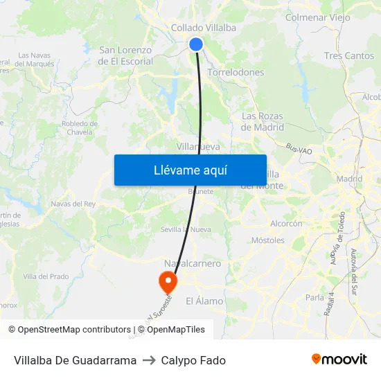 Villalba De Guadarrama to Calypo Fado map