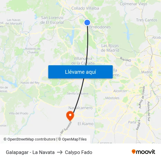 Galapagar - La Navata to Calypo Fado map
