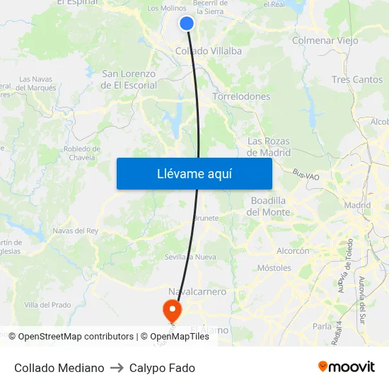 Collado Mediano to Calypo Fado map