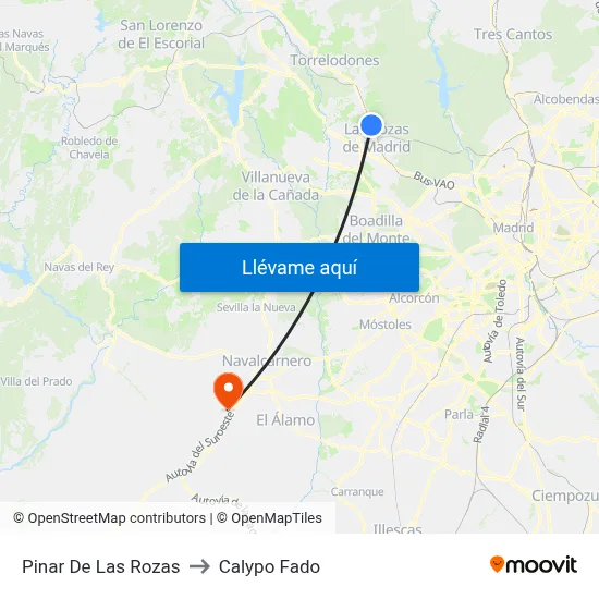 Pinar De Las Rozas to Calypo Fado map