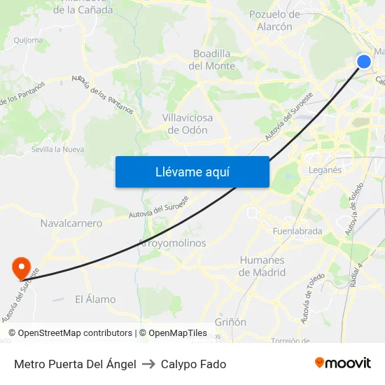 Metro Puerta Del Ángel to Calypo Fado map