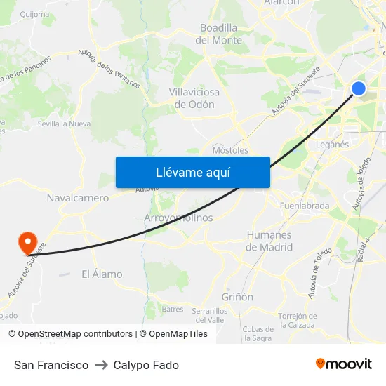 San Francisco to Calypo Fado map