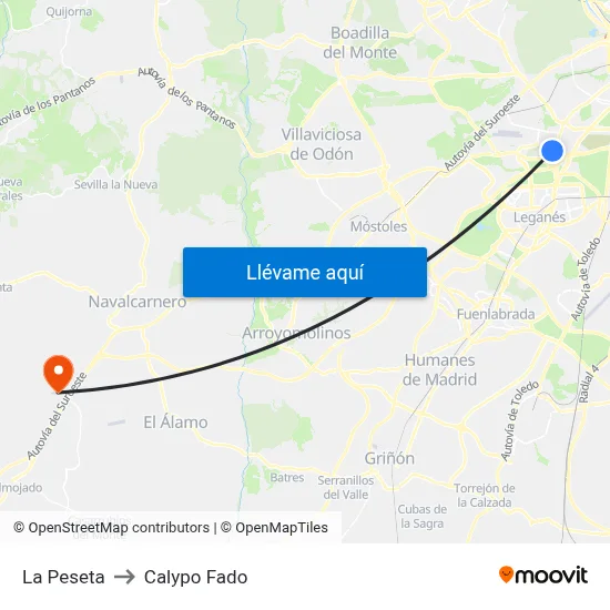 La Peseta to Calypo Fado map