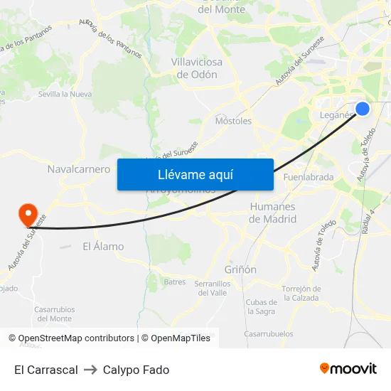 El Carrascal to Calypo Fado map