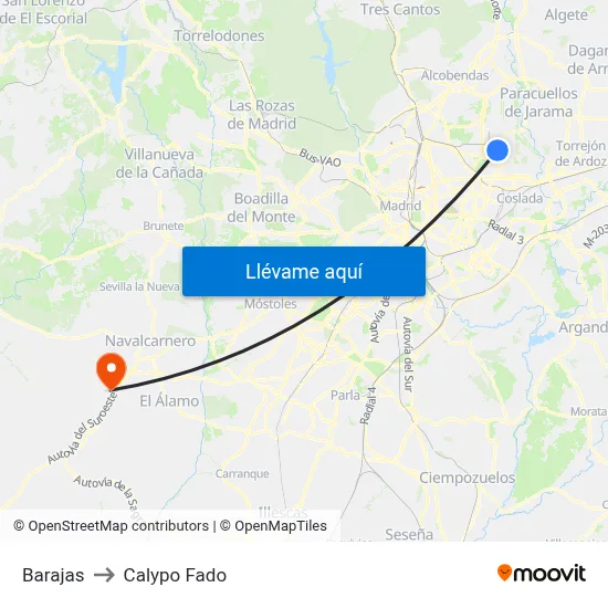 Barajas to Calypo Fado map
