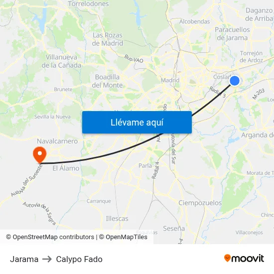 Jarama to Calypo Fado map