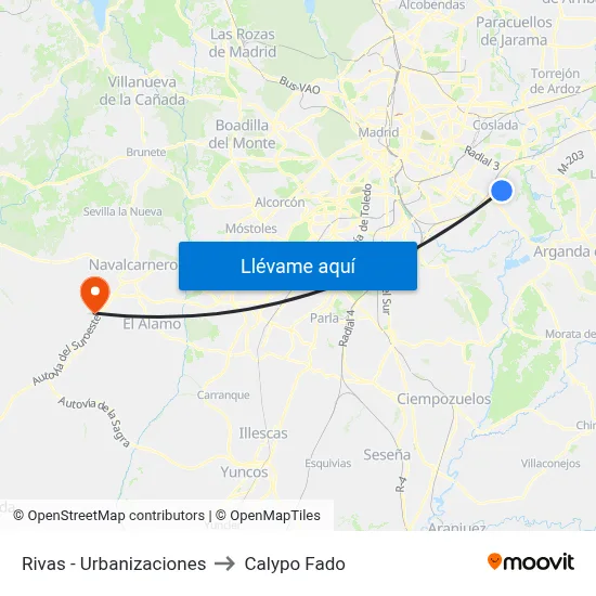 Rivas - Urbanizaciones to Calypo Fado map