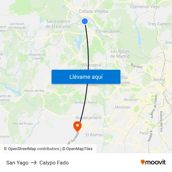 San Yago to Calypo Fado map