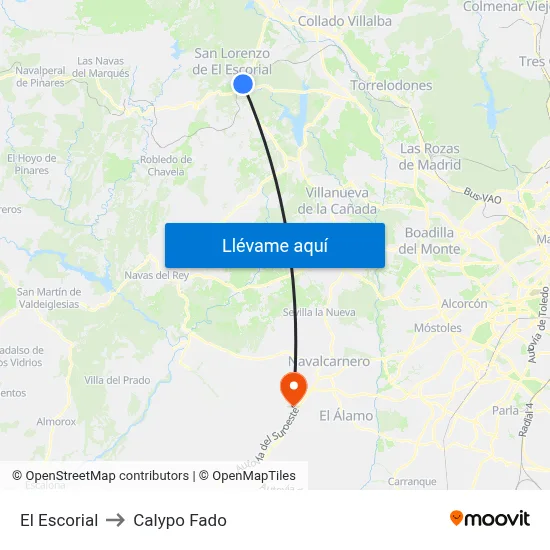 El Escorial to Calypo Fado map